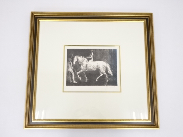 絵画　ポール・ギアマン　「馬に乗る」　銅版画　56/100
